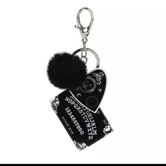 Halloween Ouija Planchette Black Pompom Keychain Handbag Tag - Picture 6 of 11